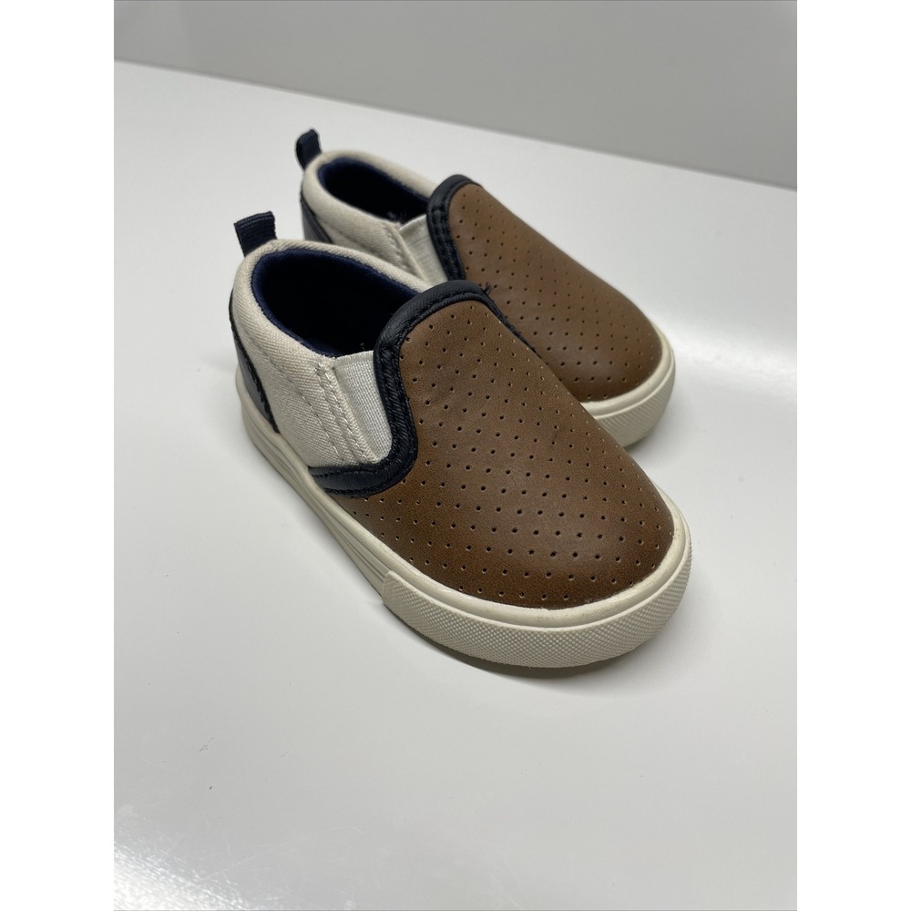 OshKosh B'gosh Brown & Beige Austin Color Block Slip-On Sneaker Toddler Size 3